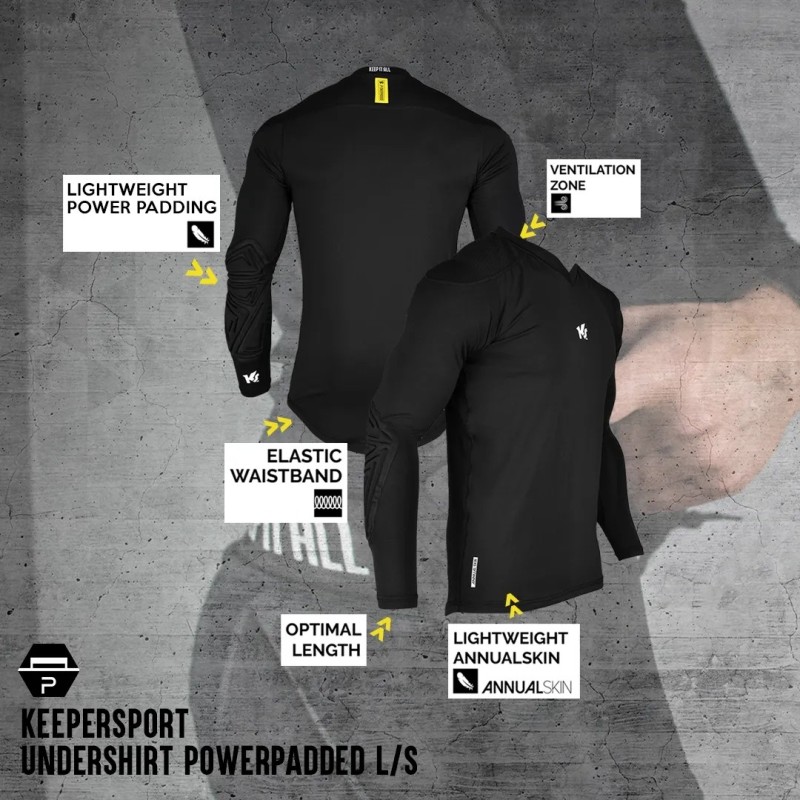 Camiseta negra de portero Keepersport Powerpadded